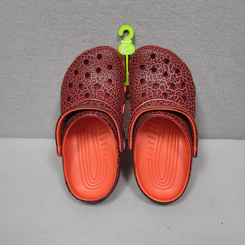 Crocs Kids Classic Crackle Clog K Red Black 211598-7AO Size J3